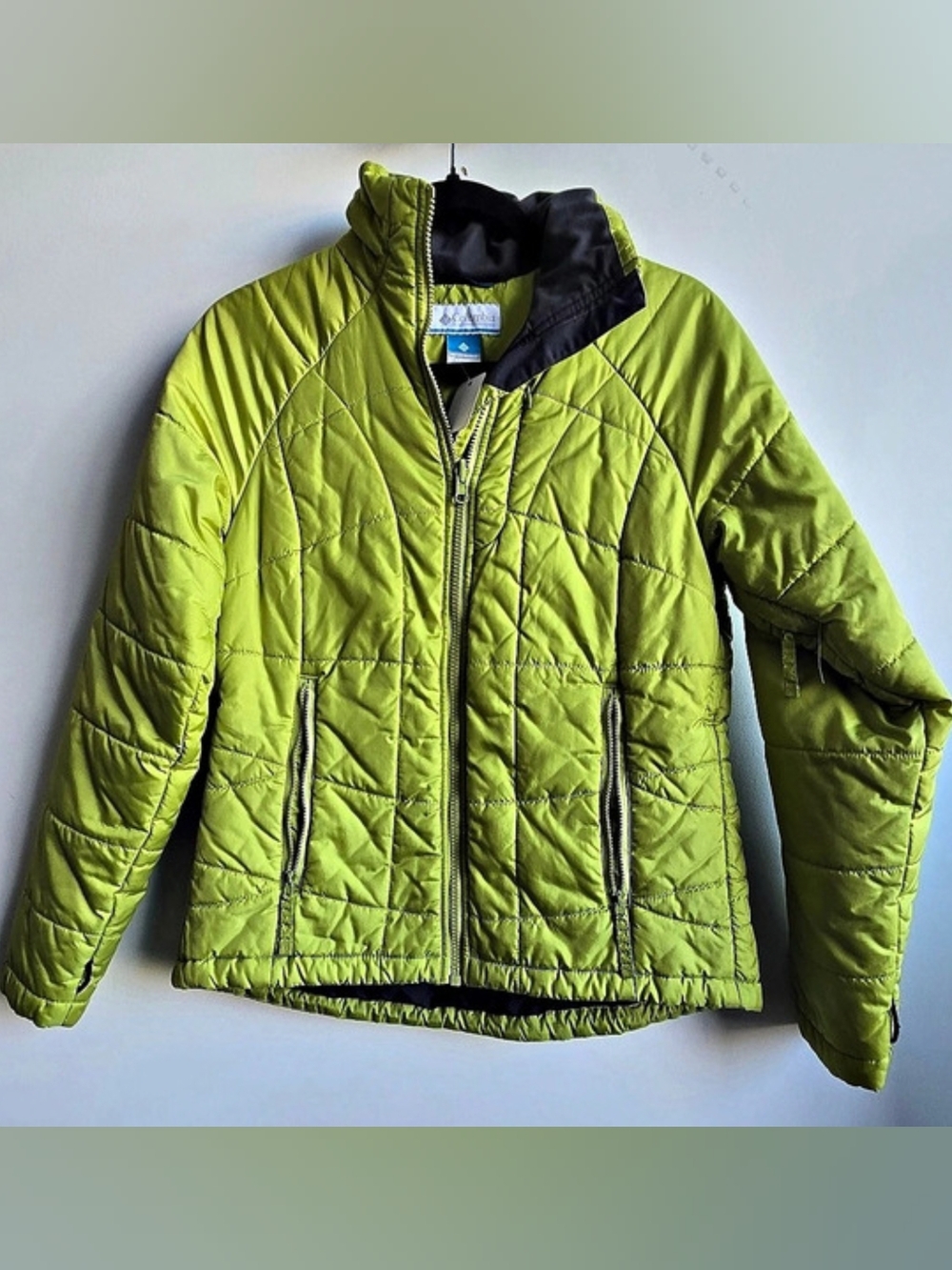 Columbia Lime Green/chartreuse Quilted Puffer Jacket Like New